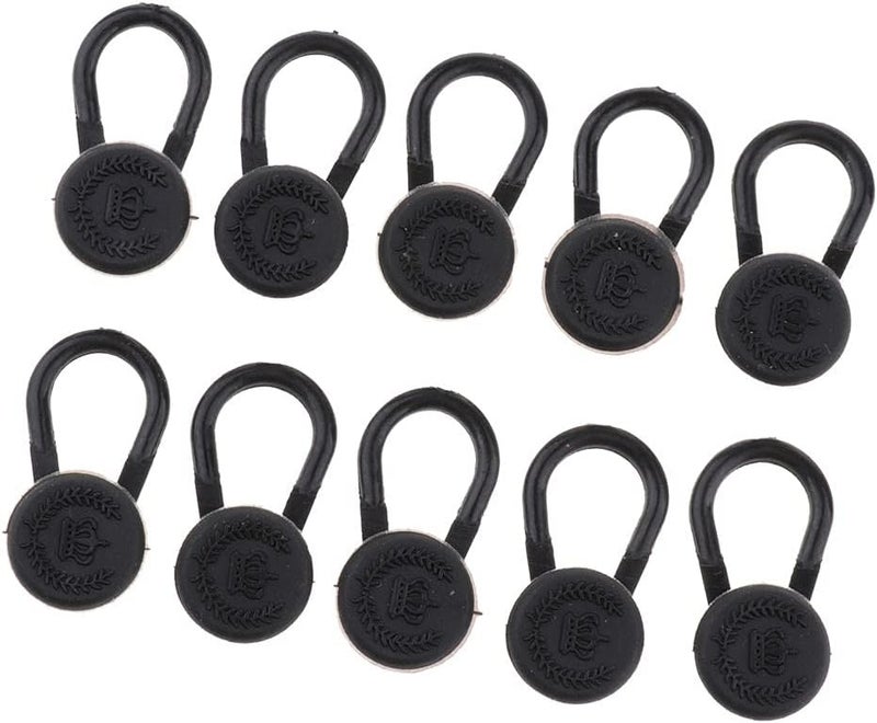 klarako Metal Elastic Buttons Extenders for Shirt Dress Trouser Coat  Pack of 10  Neck Collar Extenders & Waistband Extension  Black, 10mm - Image 1