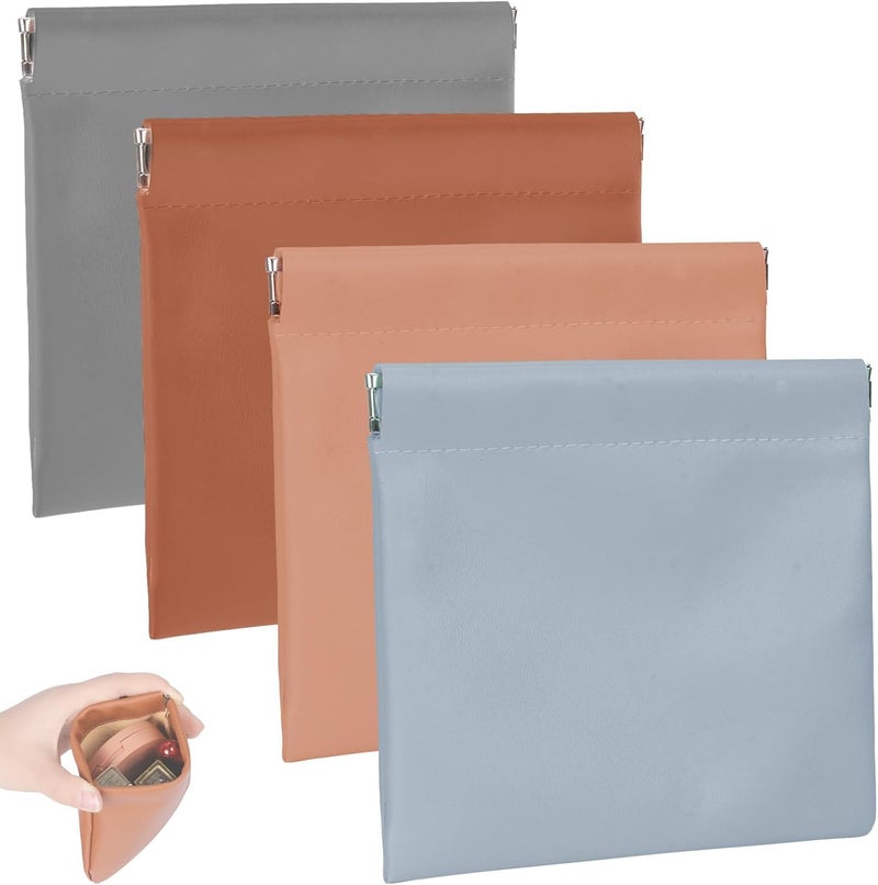 Wrixty Pocket Cosmetic Bags Squeeze Make Up Bags Waterproof Leather Self Closing Portable Travel Makeup Bag with No Zipper for Lipstick Cosmetics Headphones Jewellery Multi Color - Image 1