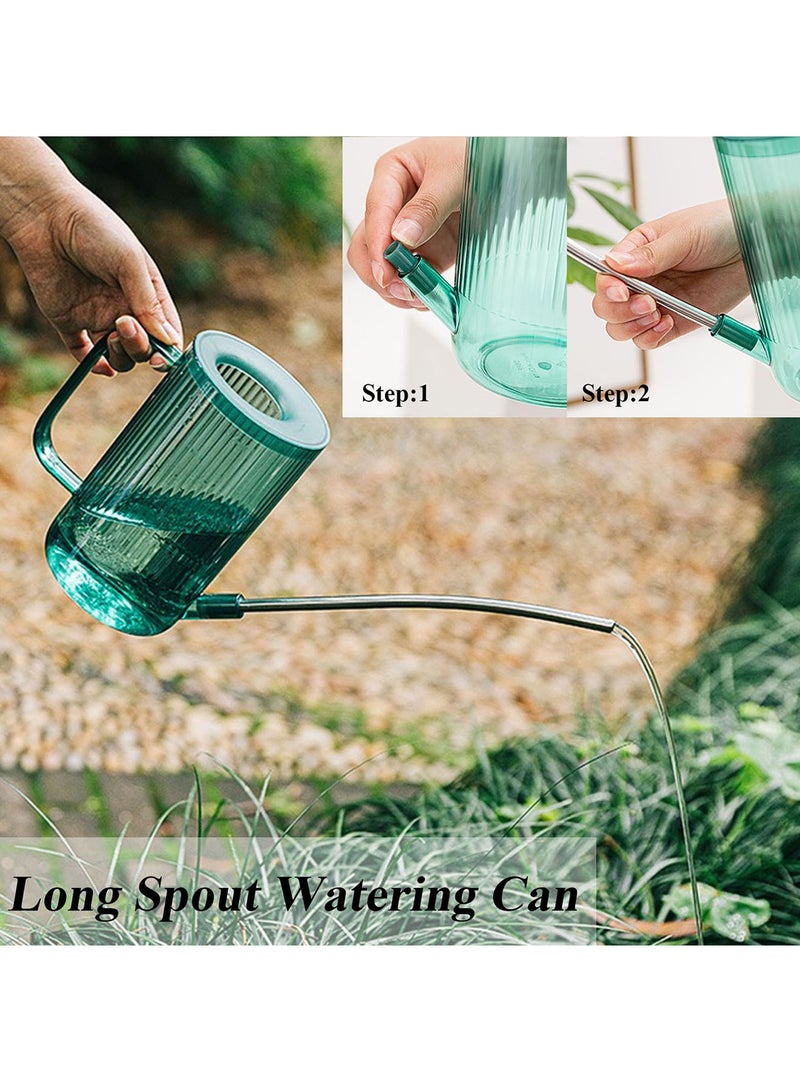 Qiccijoo Watering Can for Indoor/Outdoor Plants 1L/34oz With Stainless Steel Long Spout, Bonus 500ml/17oz Spray Bottle for Watering Plants, Flowers, Succulents and Bonsai (Grey) - Image 3