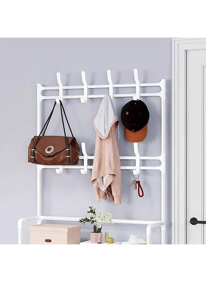 RollsTimi  5 Tier 2 in 1 Freestanding Hallway Coat Rack Versatile Stand Shoe Rack Portable Entryway Hall Tree with Shoe Bench and 8 Hooks Storage Shelf for Bedroom Lving Room - Image 4