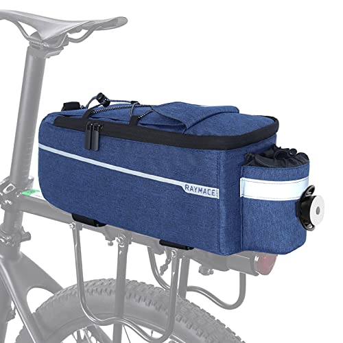 RAYMACE Bike Trunk Cooler Bag With Tail Light,Bicycle Rear Rack Bag Insulated Storage 8L,Pannier Bag (Navy) - Image 1