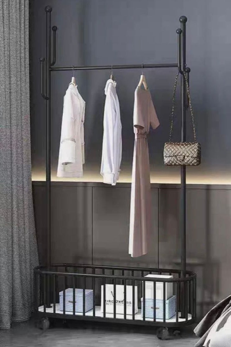 alwan antiques and frames Clothes rack with storage base on wheels - Height 173 cm, Width 100 cm