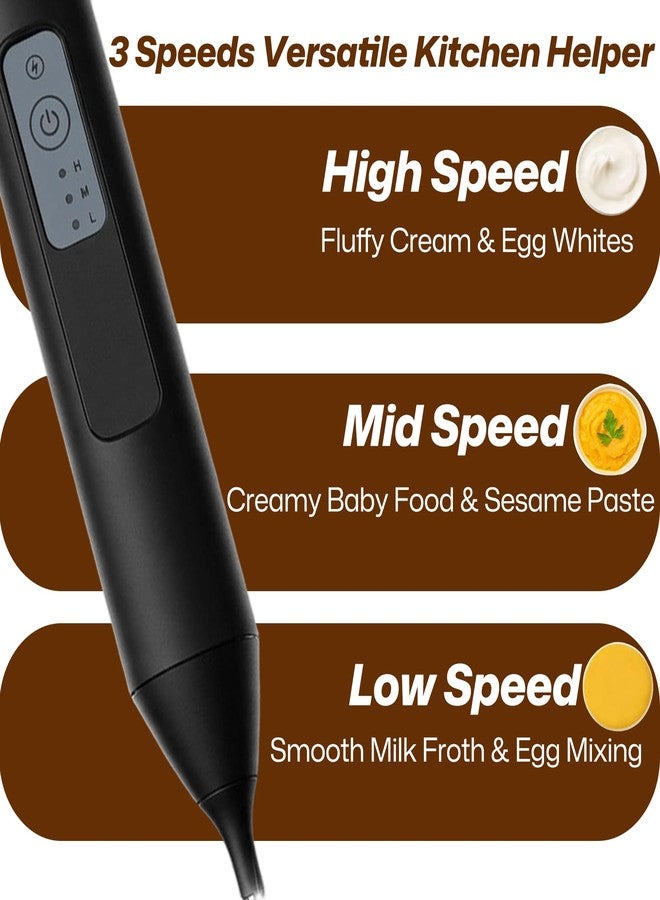 BRMUEIX Rechargeable Milk Frother Handheld, 3 Speed 3 Stainless Steel Whisks, USB-C Electric Drink Mixer with Base, for Coffee Latte Cappuccino Egg Cream Baby Food - Image 3