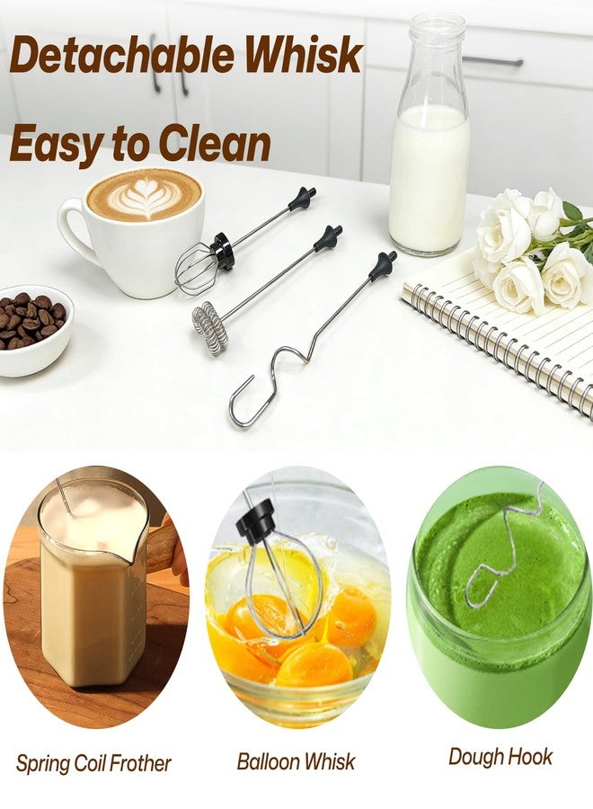 BRMUEIX Rechargeable Milk Frother Handheld, 3 Speed 3 Stainless Steel Whisks, USB-C Electric Drink Mixer with Base, for Coffee Latte Cappuccino Egg Cream Baby Food - Image 4