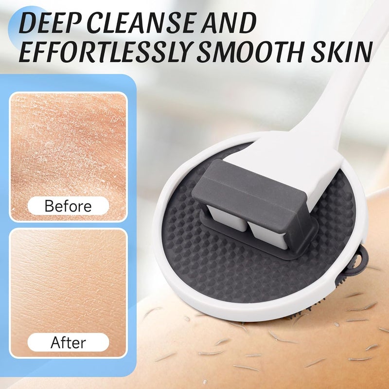 NURENDER Silicone Back Scrubber for Shower 1568 Detachable Long Handle Bath Brush with Soft Loop Bristles for Deep Cleansing Gentle Exfoliation Wall Mounted Body Brush Men Women - Image 5