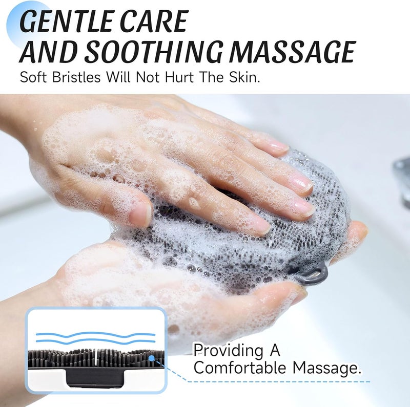 NURENDER Silicone Back Scrubber for Shower 1568 Detachable Long Handle Bath Brush with Soft Loop Bristles for Deep Cleansing Gentle Exfoliation Wall Mounted Body Brush Men Women - Image 4