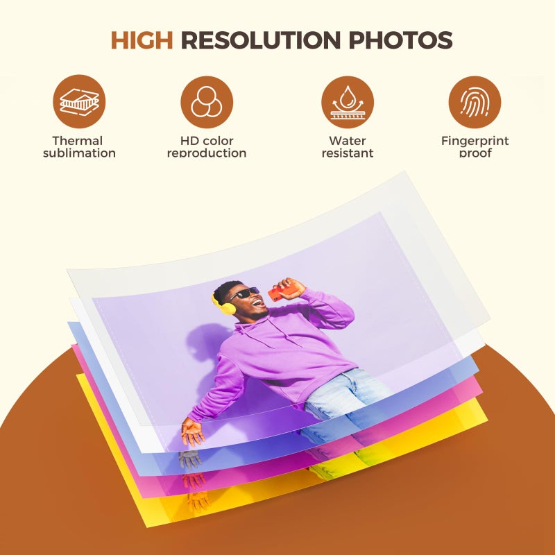 iDPRT 4Ã—6 Photo Printer, Portable Color Picture Printer, Thermal Sublimation Mini Picture Printer, Bundle 108 Sheets Photo Paper & 2 Ribbon Cassette, Photo Printer for iPhone & Android - Image 3