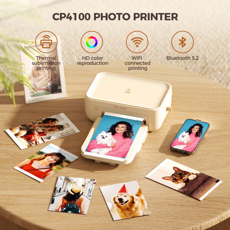 iDPRT 4Ã—6 Photo Printer, Portable Color Picture Printer, Thermal Sublimation Mini Picture Printer, Bundle 108 Sheets Photo Paper & 2 Ribbon Cassette, Photo Printer for iPhone & Android - Image 2
