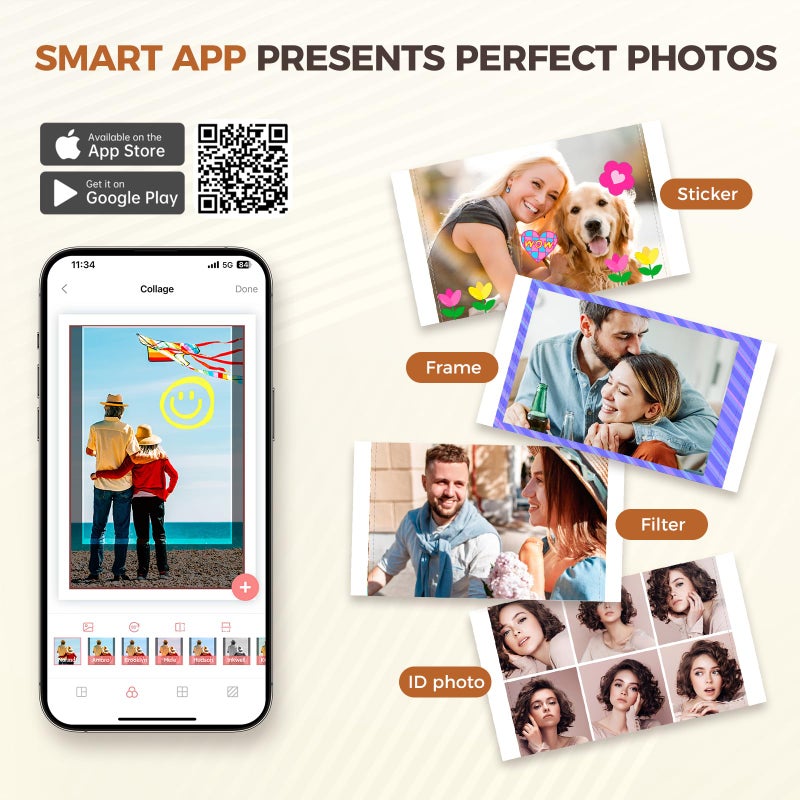 iDPRT 4Ã—6 Photo Printer, Portable Color Picture Printer, Thermal Sublimation Mini Picture Printer, Bundle 108 Sheets Photo Paper & 2 Ribbon Cassette, Photo Printer for iPhone & Android - Image 4