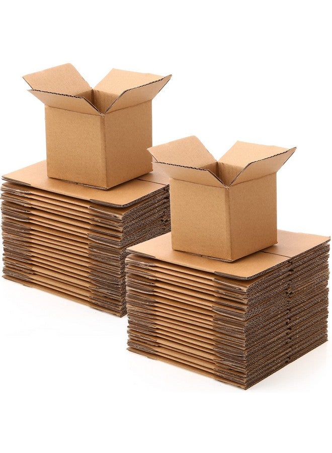 تاوباري 50 عبوة من صناديق بريد من الورق المقوى، صناديق شحن، 3 طبقات، صناديق تغليف صغيرة مموجة كبيرة الحجم لبريد شحن الأعمال الصغيرة (بني 4 × 4 × 4 بوصة) - Image 1