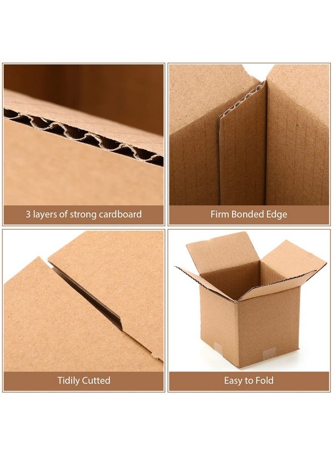 تاوباري 50 عبوة من صناديق بريد من الورق المقوى، صناديق شحن، 3 طبقات، صناديق تغليف صغيرة مموجة كبيرة الحجم لبريد شحن الأعمال الصغيرة (بني 4 × 4 × 4 بوصة) - Image 3