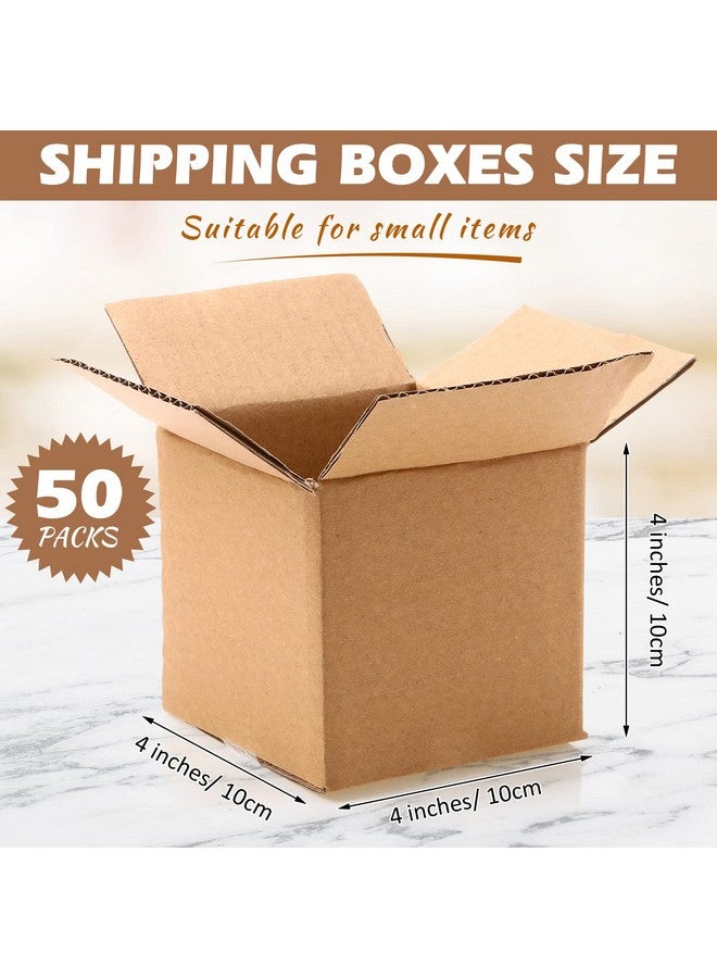 تاوباري 50 عبوة من صناديق بريد من الورق المقوى، صناديق شحن، 3 طبقات، صناديق تغليف صغيرة مموجة كبيرة الحجم لبريد شحن الأعمال الصغيرة (بني 4 × 4 × 4 بوصة) - Image 2