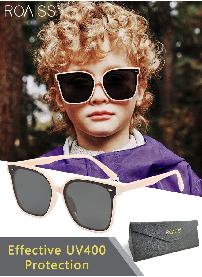 roaiss Square Polarized Sunglasses for Kids, UV400 Protection Cute Beach Holiday Sun Glasses with Lightweight Flexible TPEE Frame for Boys Girls and Children Age 3-12, 53mm  - Image 1