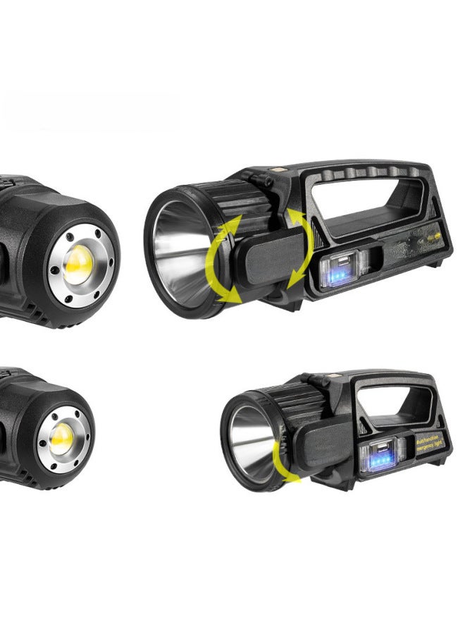 Multi-functional Charging LED Searchlight Strong Light Flashlight Outdoor High-power Lighting Strong Light Portable Lamp-Color:W5167 Large Turn Head Multifunctional Portable Lamp - Image 2