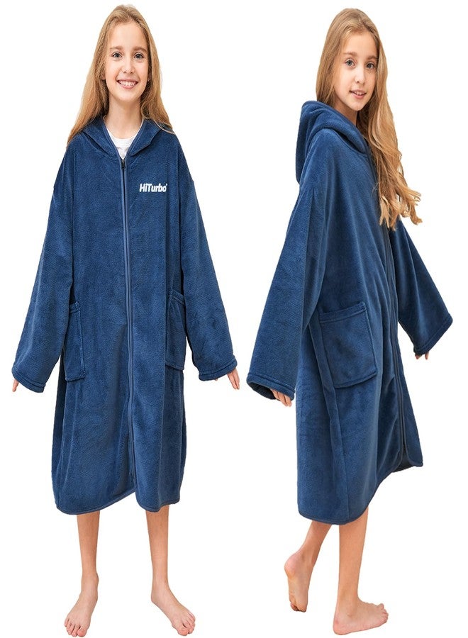 Hiturbo Kids Bath Towel Hoodie: Soft Plush Zipper Surf Poncho - Image 1