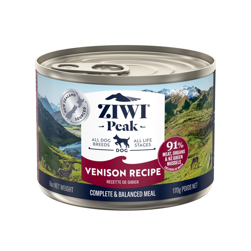 Ziwi طعام الكلاب المعلب الرطب ZIWI Peak - طبيعي بالكامل، عالي البروتين، خالي من الحبوب، مكونات محدودة، مع سوبر فود (لحم الغزال، علبة من 12، 6 أونصات)  - Image 1