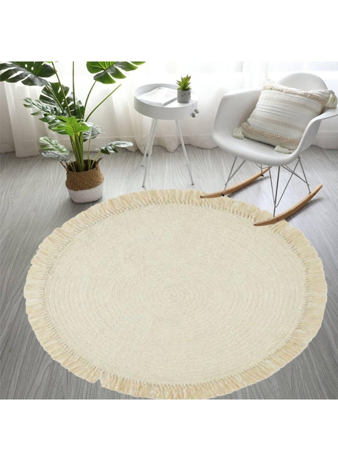 HOME TASTE سجادة جوت طبيعية دائرية من هومتيست - سجادة ريفية صديقة للبيئة دائرية مصنوعة يدويًا ومضفرة لسجاد المطبخ - سجادة منطقة لغرفة المعيشة وغرفة النوم وديكور المنزل (S_4، 100 × 100 سم) - Image 5
