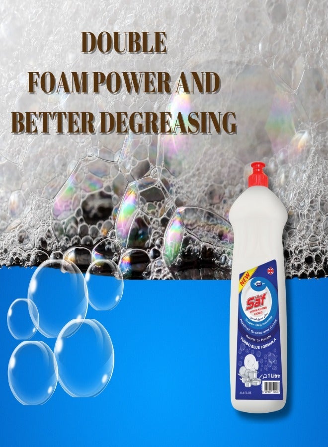 Dishwashing Liquid Blue 1L SW3 (Pack of 3) | Powerful Grease Removal, Long-Lasting Foam, Gentle on Hands, Fresh Fragrance, Ideal for Kitchen Dish Cleaning
