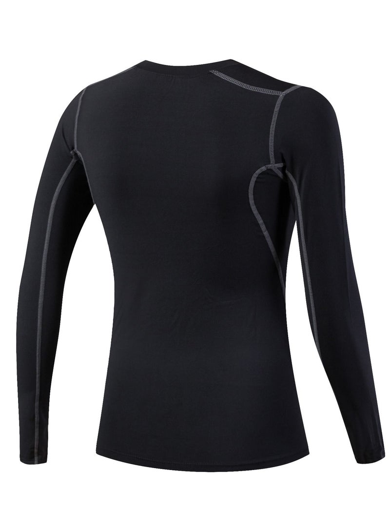 Loquat Women Quick Dry Breathable Elastic Long Sleeve T-Shirt Black  - Image 2