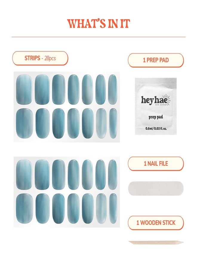 Heyhae Semi Cured Gel Nail Strips | Sun-Cured No LED Lamp Needed Easy Apply & Remove | Includes 28 strips, 1 Prep Pad, 1 Nail File & 1 Wooden Stick - Hey, Slay Bestie - Image 3