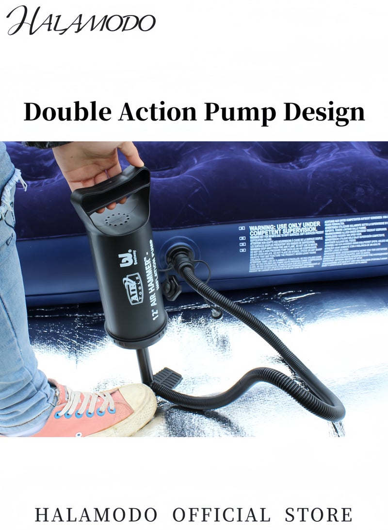 HALAMODO Air Hammer Inflation Air Pump Manual Air Pump Plastic Inflation Pump Hand Air Pump Manual Air Pump Double Action Pump Large Capacity Universal Air Pump for Air Mattresses & Airbeds & Pools & Boats  - Image 5