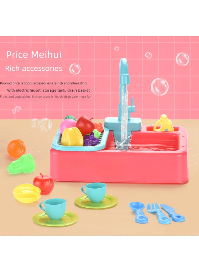 Fenglin Shake The Sound Of The Same Simulation Dishwasher Children Play House Early Education Kitchen Tableware Electric Circulation Water Washing Table - Image 4