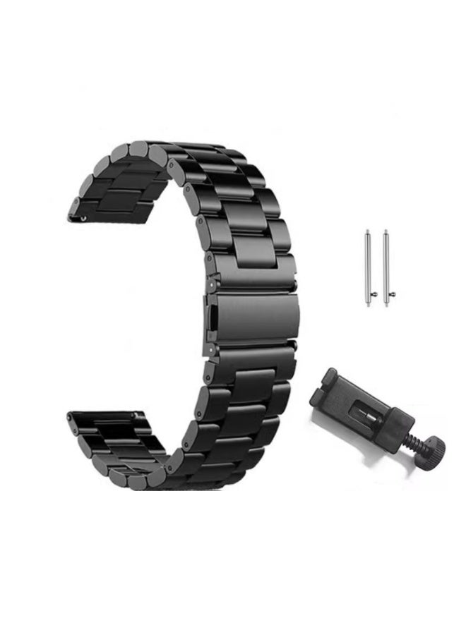 سوار ساعة من الستانلس ستيل بتصميم سريع الفك (Quick Release) | متوفر بمقاسات 16، 18، 19، 20، 22، و24 مم | متوافق مع ساعات Samsung Galaxy Watch 5/4/3 وساعات Huawei وFire-boltt وAmazfit وNoise وOneplus الذكية | تصميم مناسب للرجال والنساء - Image 1