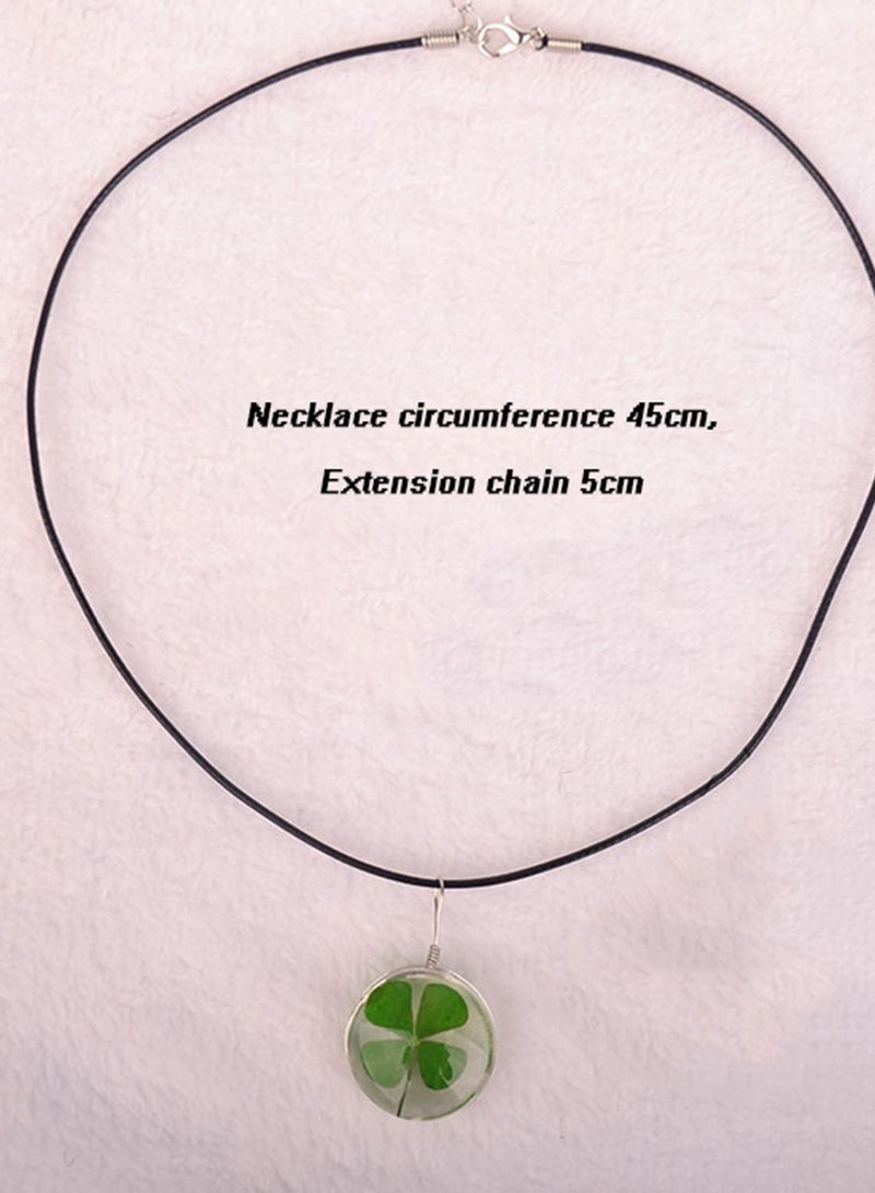 SYOSI Beautiful Pressed Dried Four-Leaf Clover Transparent Glass Pendant Necklace Round Ball for Girl Women Mother Day Gift - Image 5