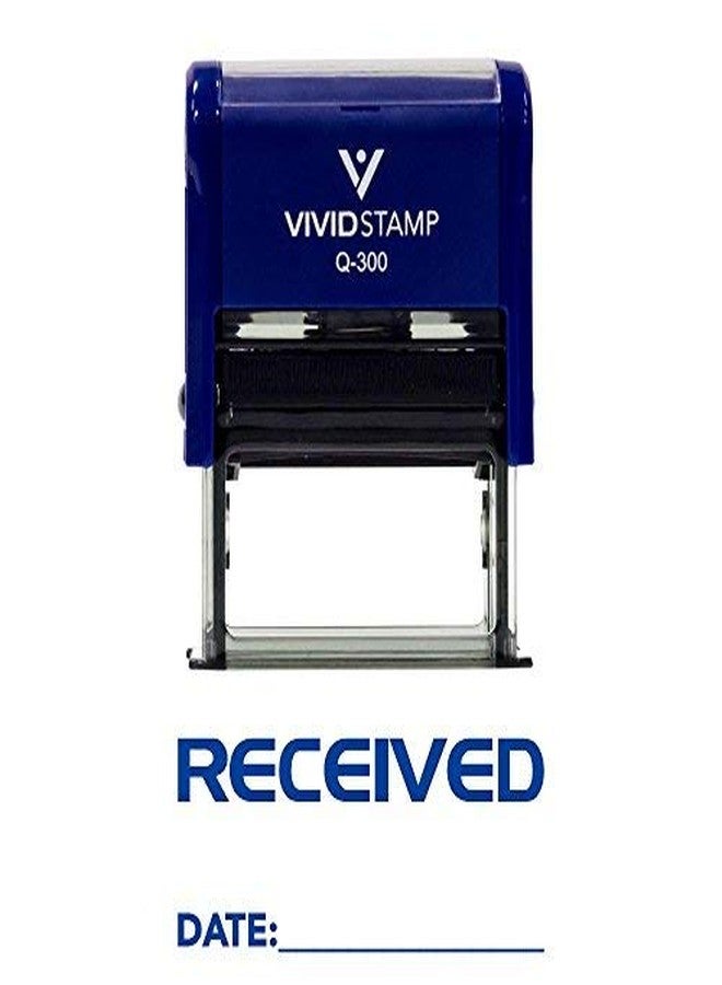 Vivid Stamp Received w/Date Line Self-Inking Office Rubber Stamp (Blue) - Large - Image 2