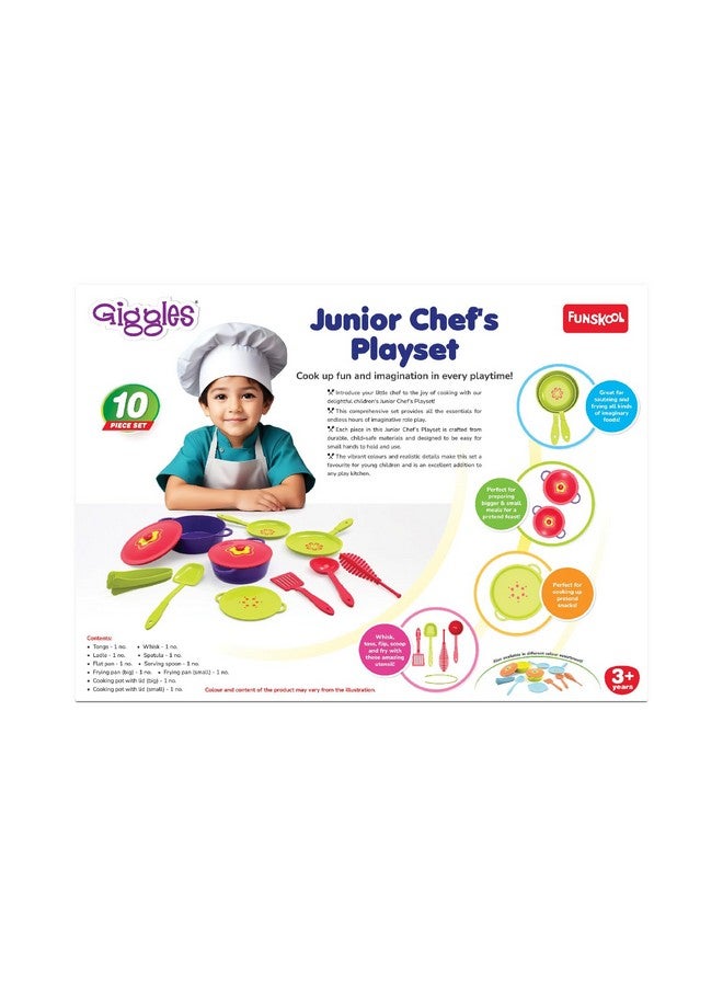 Giggles Funskool Giggles Junior Chef's Playset - Colourful Pretend and Play Cooking Set, Role Play, Toy for Kids, 3 Years and Above, Preshool Toys, 10 Piece Set, Multicolour - Image 3