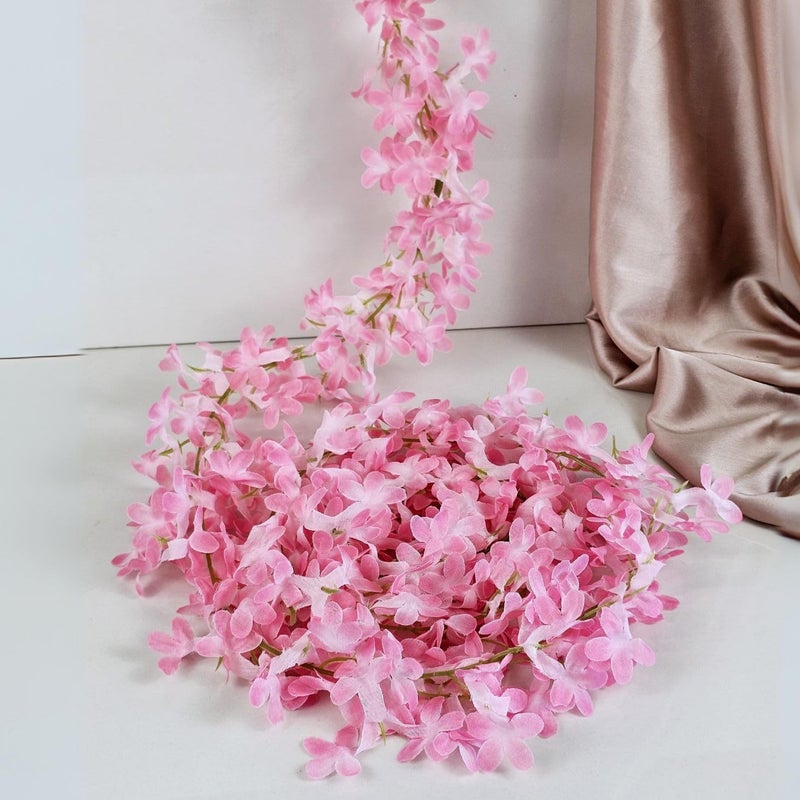 Satyam Kraft SATYAM KRAFT 2 Lines Artificial Ixora Flower Garlands – Decorative Hanging Plants for Home, Wedding,Home Decor,Office,Living Room,Festivals & Special Occasions (Pack of 2)(Pink)  - Image 1
