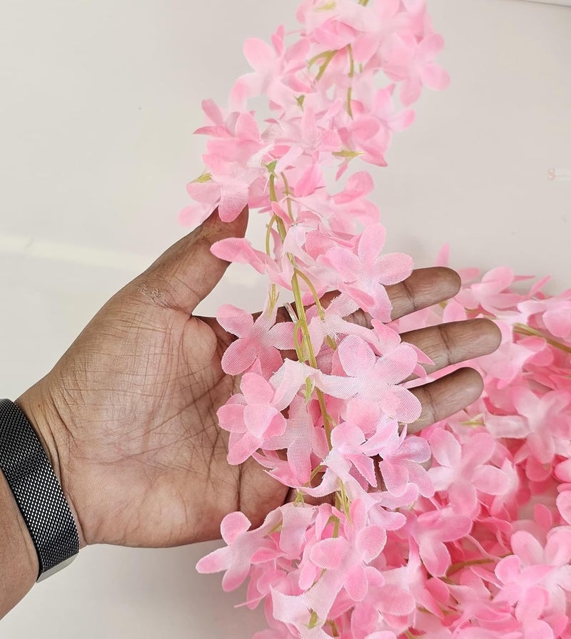 Satyam Kraft SATYAM KRAFT 2 Lines Artificial Ixora Flower Garlands – Decorative Hanging Plants for Home, Wedding,Home Decor,Office,Living Room,Festivals & Special Occasions (Pack of 2)(Pink)  - Image 3