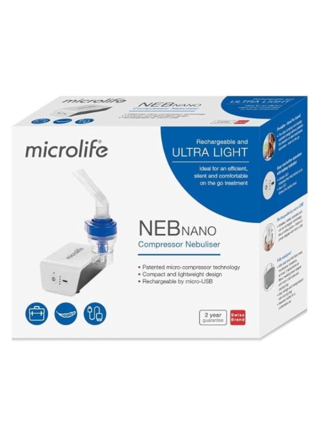 ميكرولايف NEB NANO البخاخة الضاغطة القابلة لإعادة الشحن مثالية لعلاج فعال وصامت في أثناء التنقل خارج المنزل - Image 1