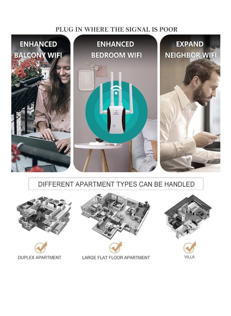 موسع شبكة الواي فاي، معزز إشارة الواي فاي المنزلية حتى 4000 قدم مربع و32 جهازًا، مكبر صوت عن بُعد مع منفذ إيثرنت ونقطة وصول - Image 4