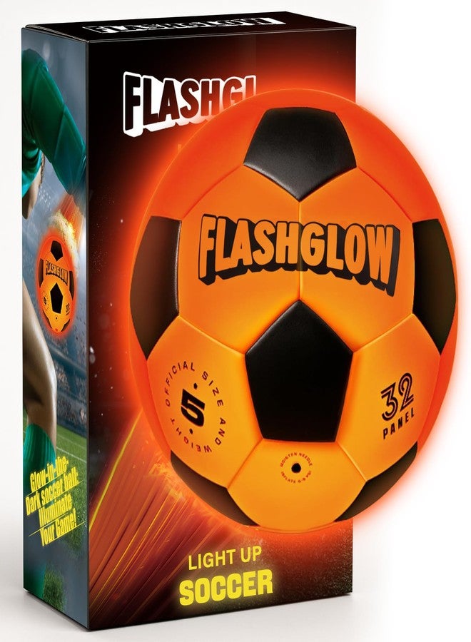 FLASHGLOW Light Up Soccer Ball Gift For Boys: Glow In The Dark - Toys For Kids & Teens Ages 8-15 - Birthday Christmas Easter Ideas - Outdoor Sports Activity Night Play - 8 9 10 11 12 13 14 15 Years Old Teenager - Image 1