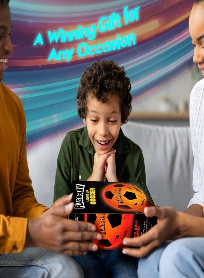 FLASHGLOW Light Up Soccer Ball Gift For Boys: Glow In The Dark - Toys For Kids & Teens Ages 8-15 - Birthday Christmas Easter Ideas - Outdoor Sports Activity Night Play - 8 9 10 11 12 13 14 15 Years Old Teenager - Image 2