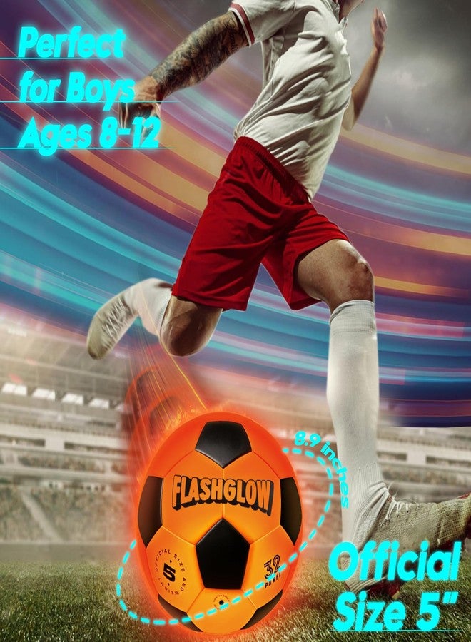 FLASHGLOW Light Up Soccer Ball Gift For Boys: Glow In The Dark - Toys For Kids & Teens Ages 8-15 - Birthday Christmas Easter Ideas - Outdoor Sports Activity Night Play - 8 9 10 11 12 13 14 15 Years Old Teenager - Image 4