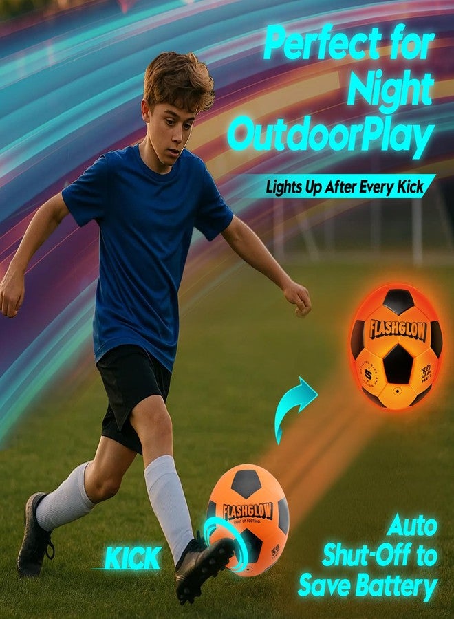 FLASHGLOW Light Up Soccer Ball Gift For Boys: Glow In The Dark - Toys For Kids & Teens Ages 8-15 - Birthday Christmas Easter Ideas - Outdoor Sports Activity Night Play - 8 9 10 11 12 13 14 15 Years Old Teenager - Image 3