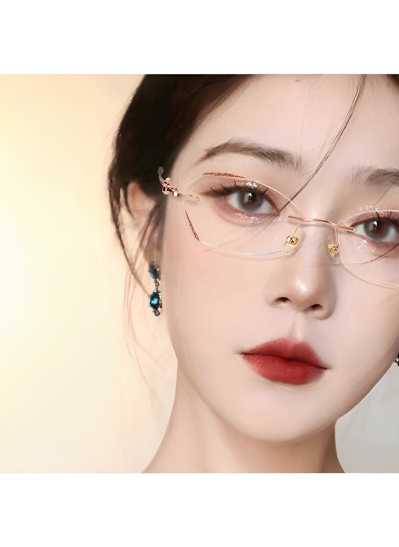 REOCLE - Women's Rimless Reading Glasses Frameless Metal Fashion Diamond Cut Edge Blue Light Computer Readers with Anti Eyestrain - Image 1