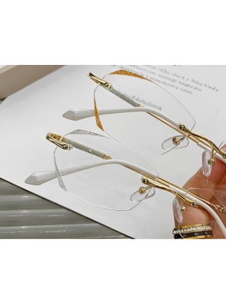 Women's Rimless Reading Glasses Frameless Metal Fashion Diamond Cut Edge Blue Light Computer Readers with Anti Eyestrain - view 3