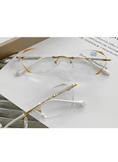 REOCLE Women's Rimless Reading Glasses Frameless Metal Fashion Diamond Cut Edge Blue Light Computer Readers with Anti Eyestrain  - Image 2