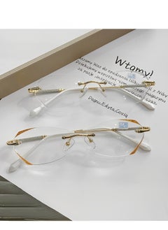 REOCLE Women's Rimless Reading Glasses Frameless Metal Fashion Diamond Cut Edge Blue Light Computer Readers with Anti Eyestrain  - Image 4
