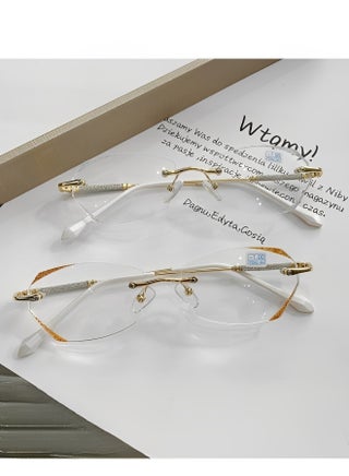 Women's Rimless Reading Glasses Frameless Metal Fashion Diamond Cut Edge Blue Light Computer Readers with Anti Eyestrain - view 4