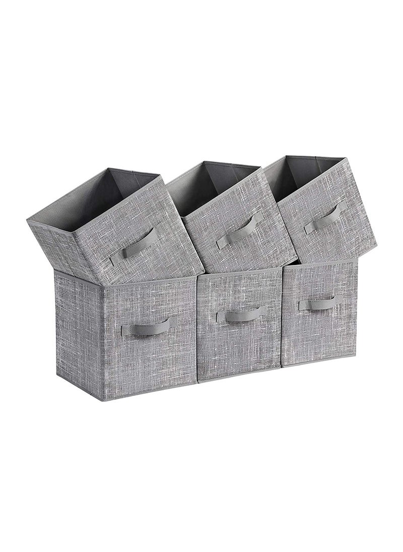 SONGMICS SONGMICS Grey ROB26LG 6-Piece Fabric Storage Box for Home, Living Room, Drawing Room (26x26x28cm)  - Image 1