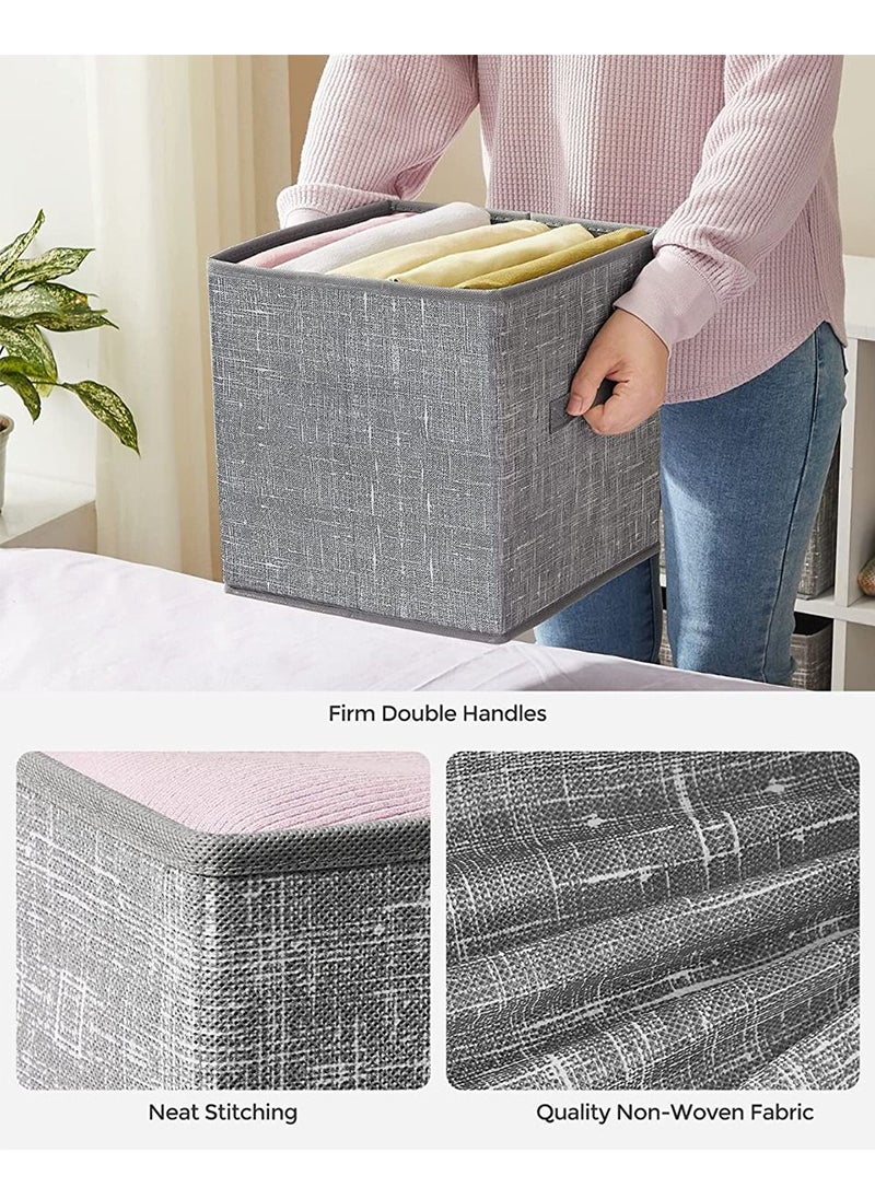 SONGMICS SONGMICS Grey ROB26LG 6-Piece Fabric Storage Box for Home, Living Room, Drawing Room (26x26x28cm)  - Image 5