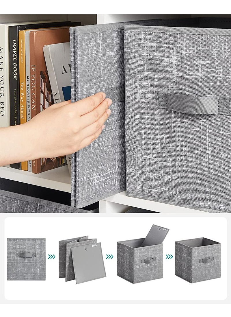 SONGMICS Grey ROB26LG 6-Piece Fabric Storage Box for Home, Living Room, Drawing Room (26x26x28cm)