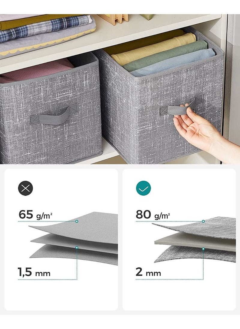 SONGMICS Grey ROB26LG 6-Piece Fabric Storage Box for Home, Living Room, Drawing Room (26x26x28cm)