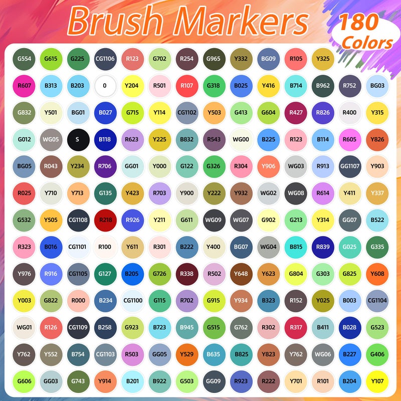 Caliart 180 Colors Alcohol Markers Brush Tip  Dual Tip Artists Coloring Markers Set Brush & Fine  Permanent Alcohol Based Colored Sketch Pens  Art Supplies Gifts For Adults Illustration Drawing - Image 3