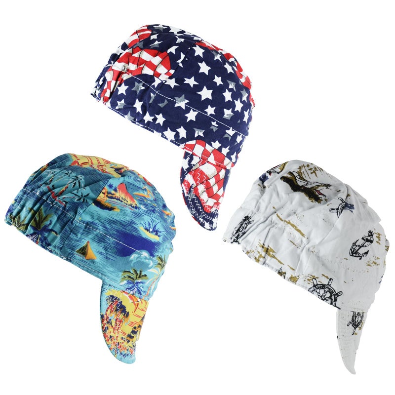 TRQWH Welding Cap 100 Cotton Welding Caps for Men 3 Pcs Mesh Inside Sweat Absorption Flame Resistant Protective Welders Cap with Elastic Welding Helmet - Image 2