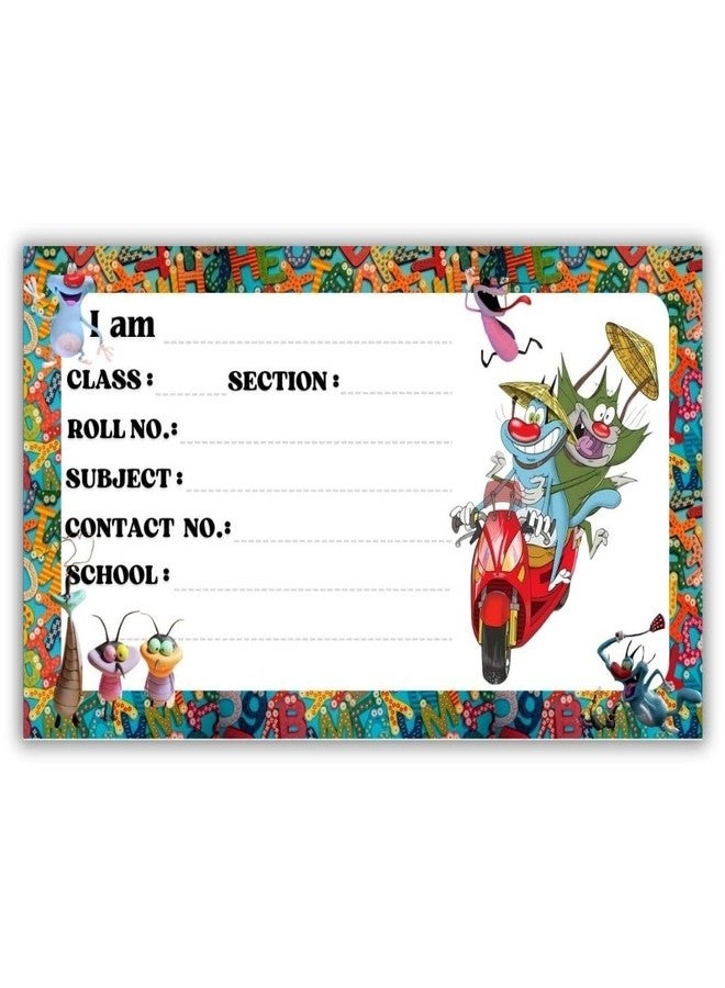 AanyaCentric Pack of 36 Cartoon Printed Name Slip for Kids | 10 x 5 cm | Self Fill in Sticky Labels for Book Register Copy - Image 1